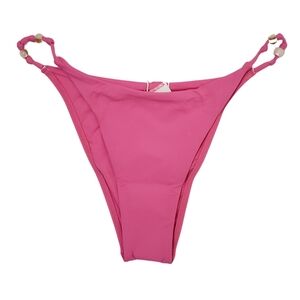 L SPACE Women's Devon Bitsy Bikini Bottoms with Bead Detail Medium Pink NWT!